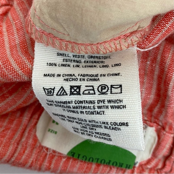 Anthropologie Size Medium Beachcomber Coral Embroidered Linen Pull On Shorts - Picture 7 of 8